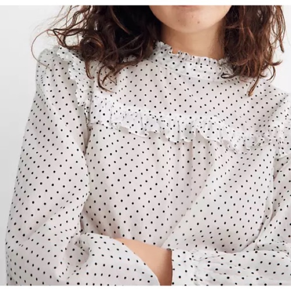 Madewell Ruffle Blouse in Polka Dot